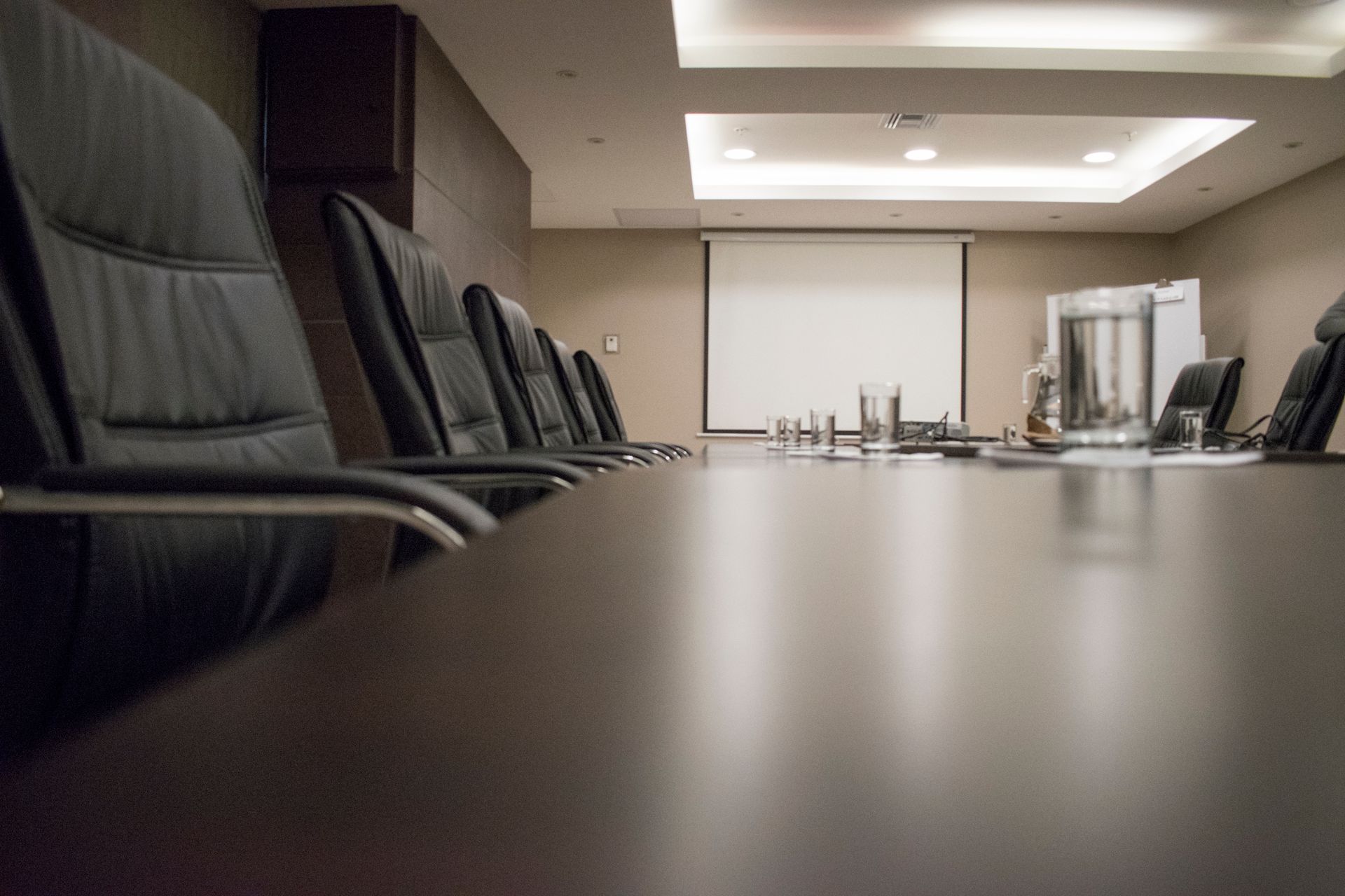 A quiet boardroom before a meeting